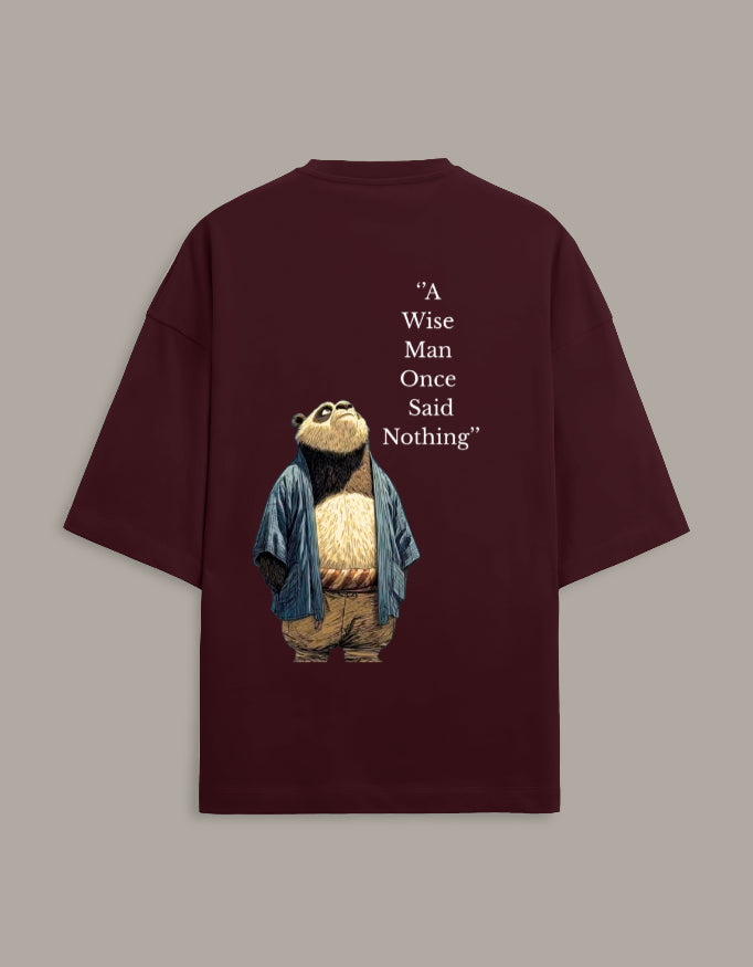 panda design black cotton terry tshirt