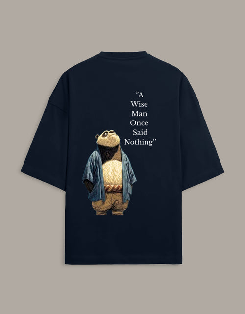 panda design black cotton terry tshirt