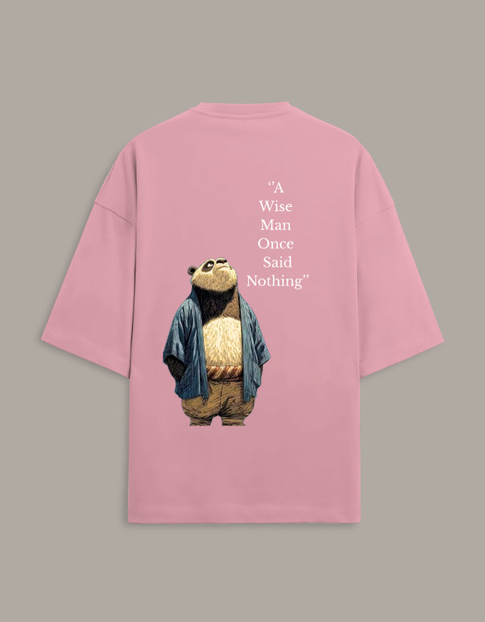 panda design black cotton terry tshirt