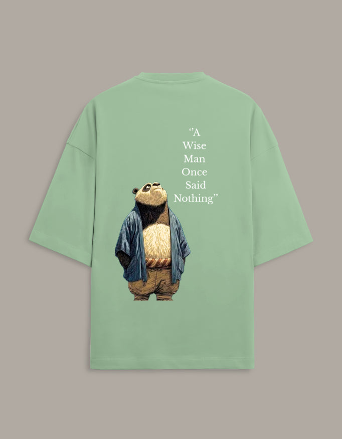 panda design black cotton terry tshirt