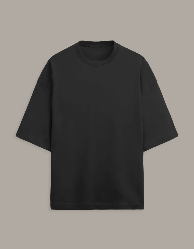 panda design black cotton terry tshirt